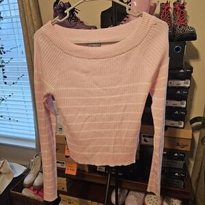 The Slope Pink and White Striped  Sweater, Size M, NWOT